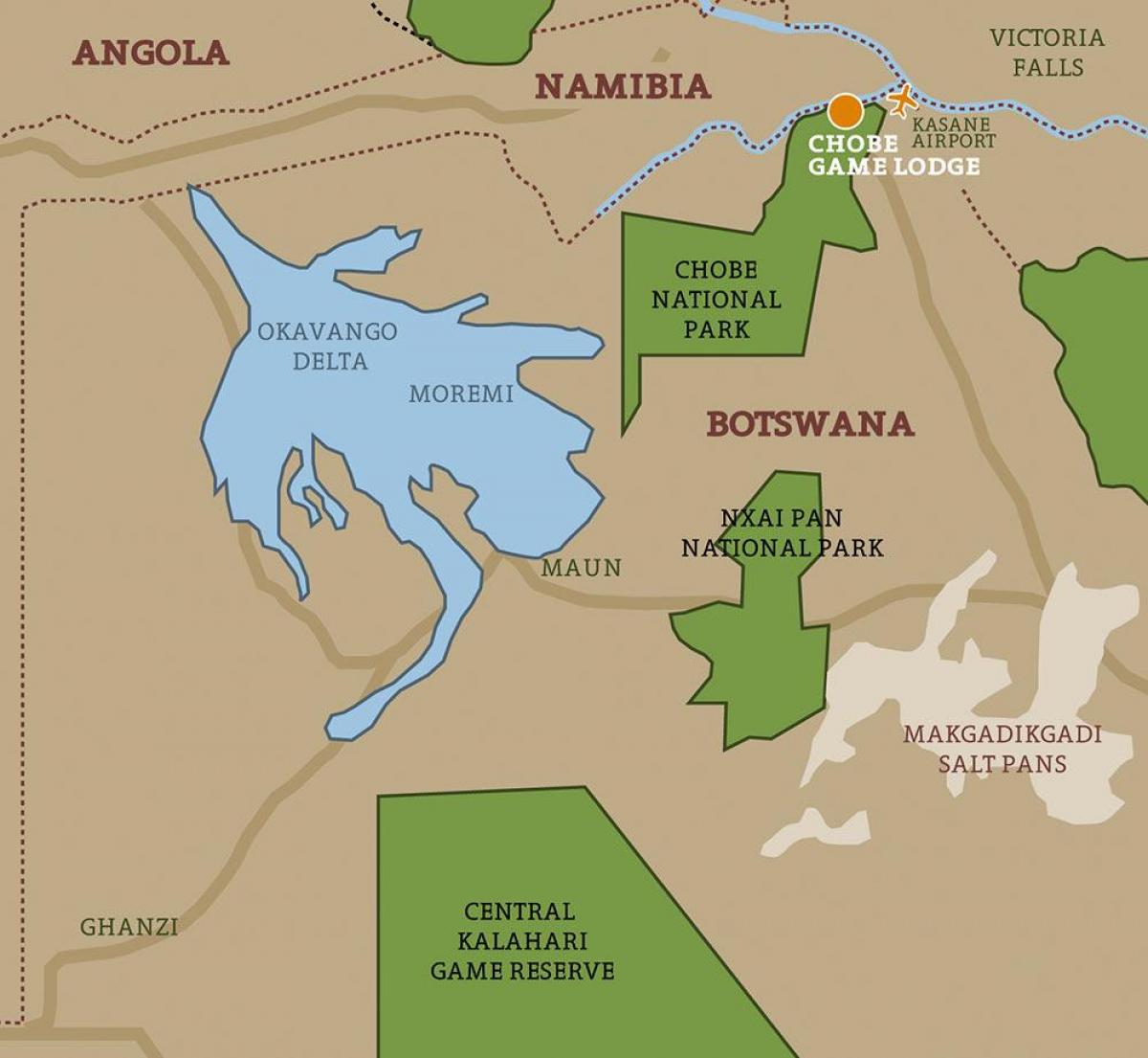 карта Ботсвани карті національні парки
