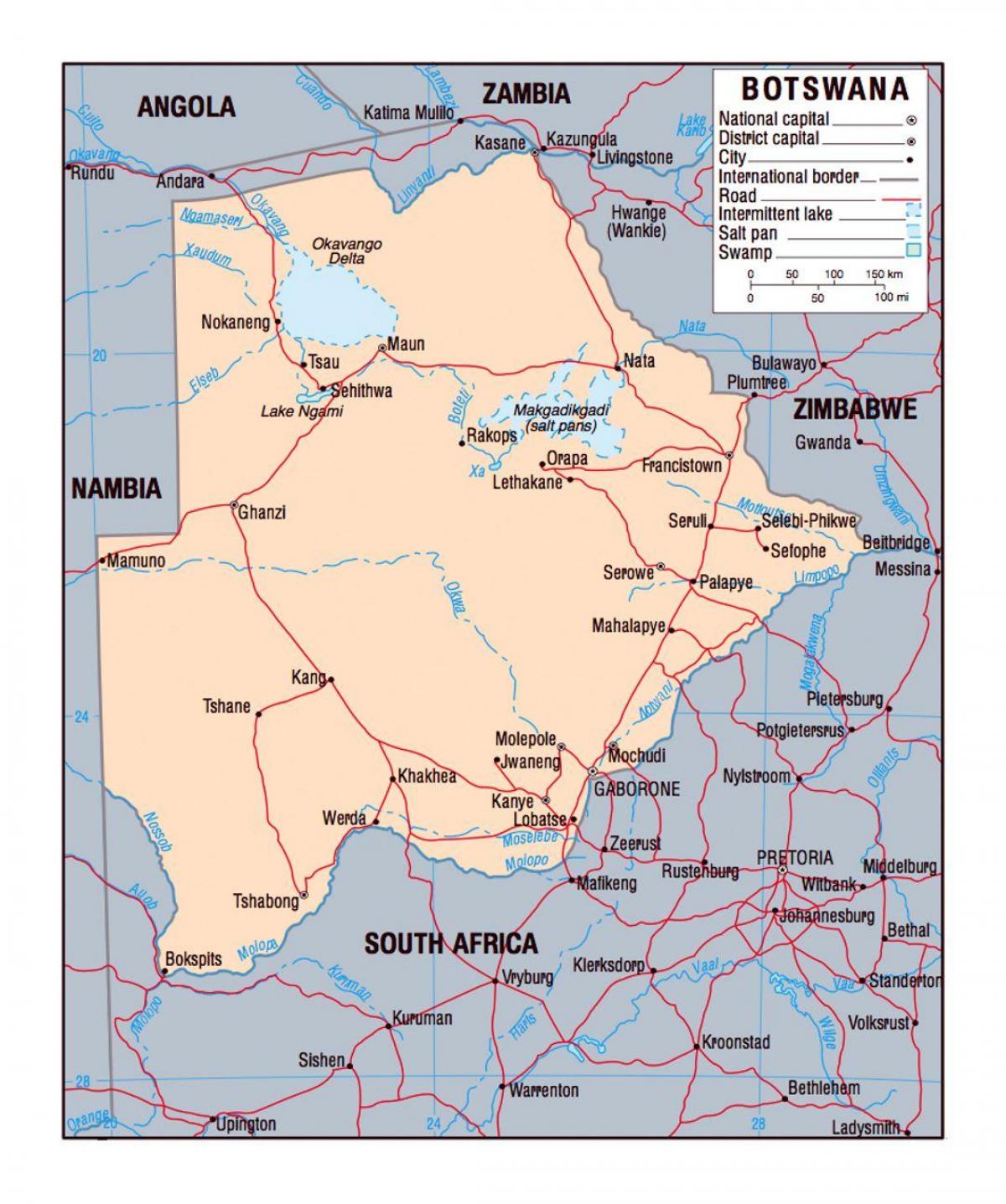 карта Ботсвани політичних